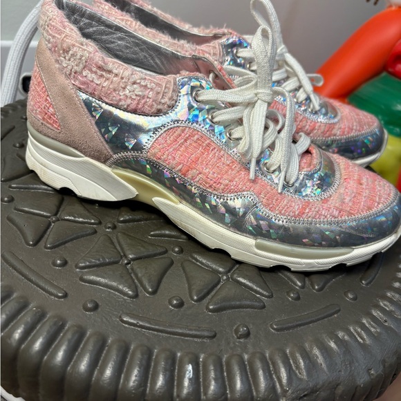 Chanel Pink Tweed Sneakers - Picture 3 of 7